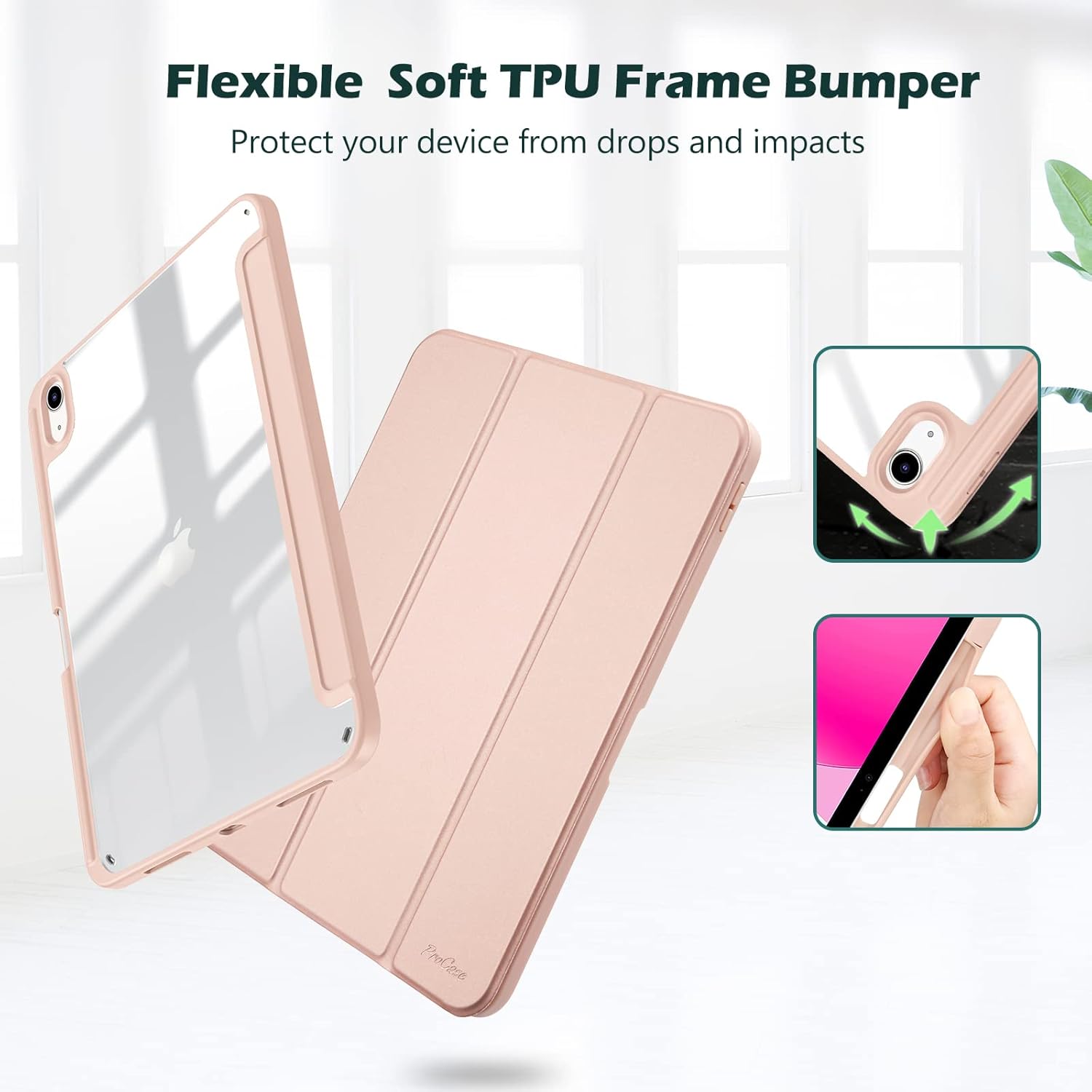 Procase Custodia per iPad 10a Generazione 10.9'', Oro Rosa - immagine 3