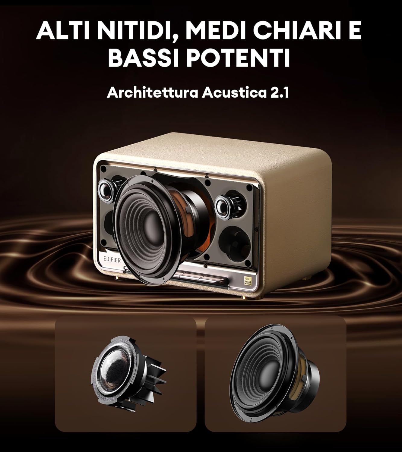 Edifier D32 Tafel - Altoparlante Wireless 60W, Bianco - immagine 4