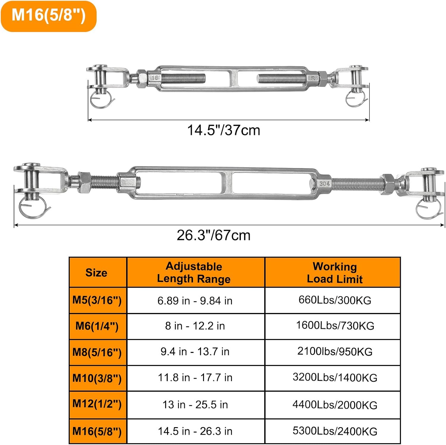 Quarkzman 2Pcs M16 Ghia Tirafondi Tensionamento Cavo - immagine 2