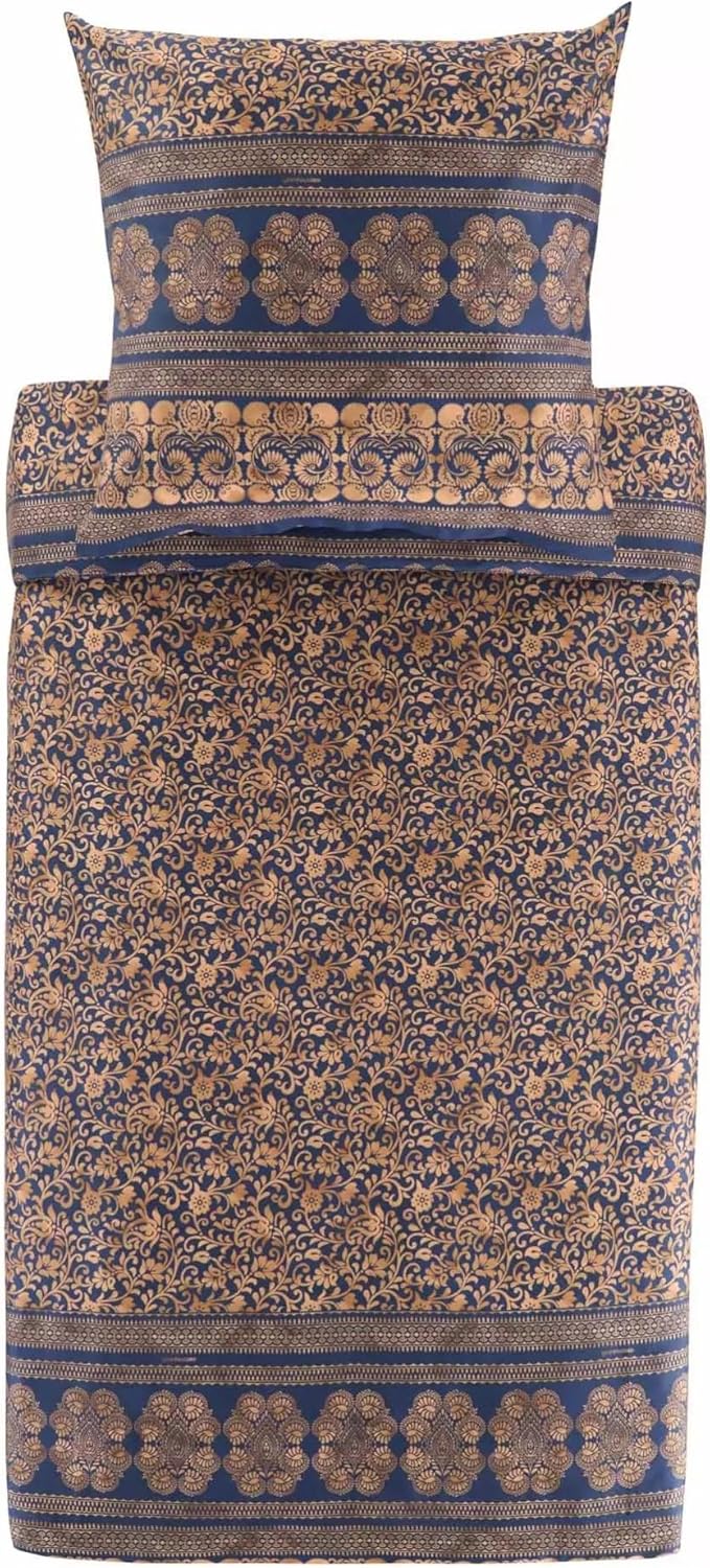 Bassetti Set Copripiumino Raso Torcello, Blu Scuro