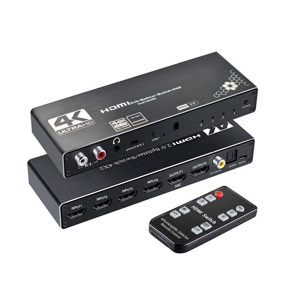 Kuwfi HDMI Switch 4 In 2 Out 4K@60Hz HDMI 2.0