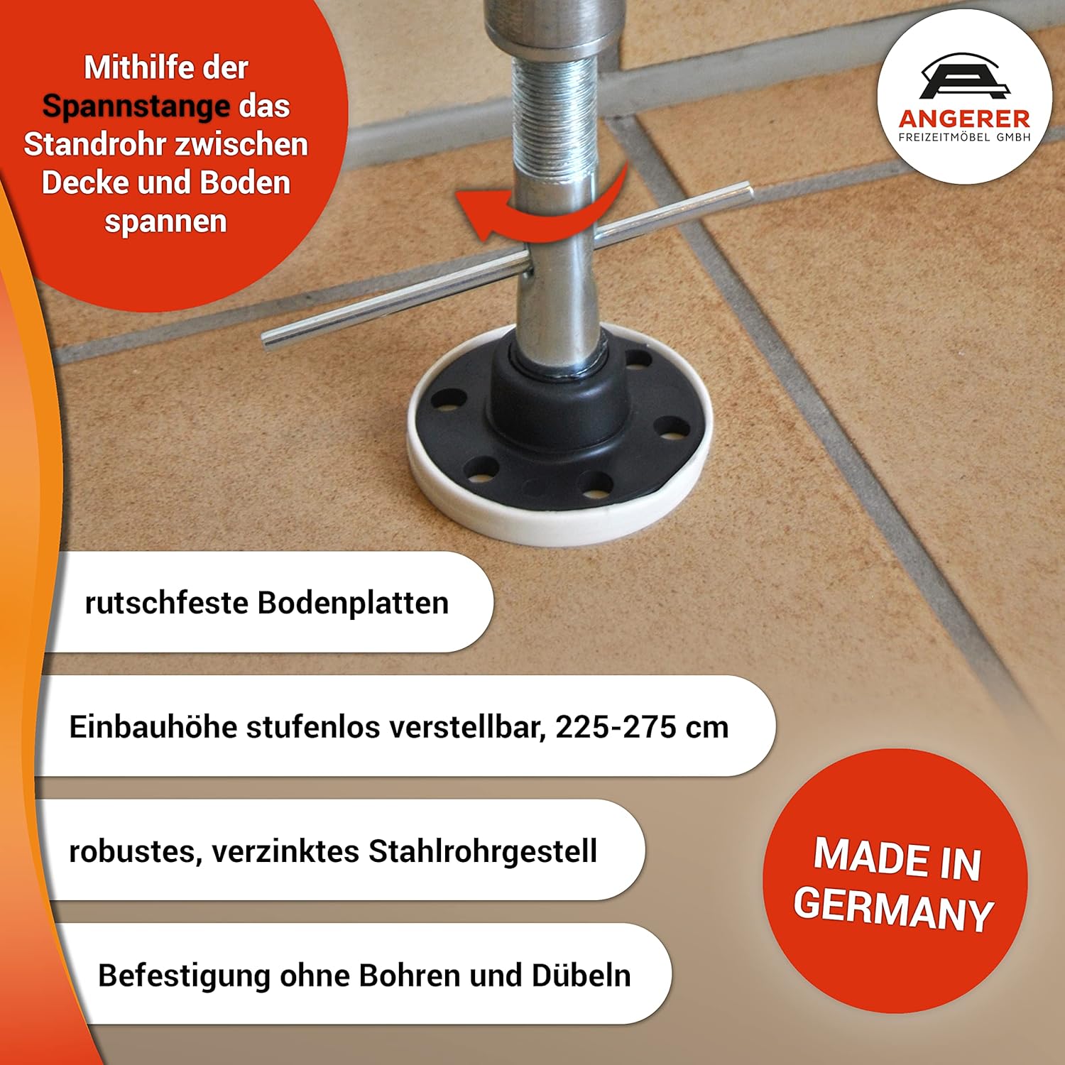 Angerer Freizeitmöbel Tenda da Sole 150cm, Tortora - immagine 4