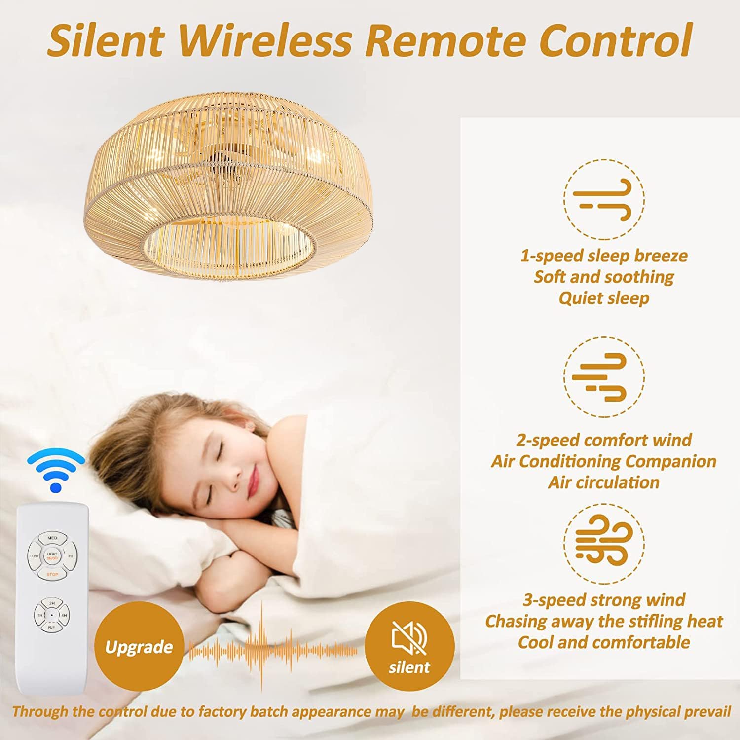 Ventilatore da Soffitto Silenzioso con Luce E27, Retrò - immagine 2