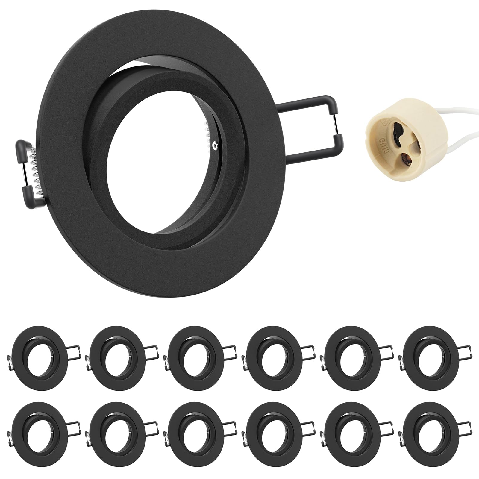 Doughelec Cornice Faretti Incasso Cartongesso GU10 Nera, 12 Pz