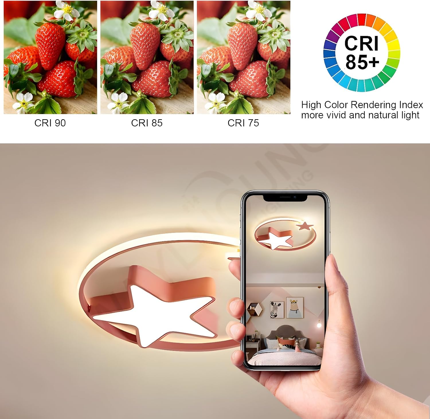 Plafoniera LED Rosa per Bambini Ø55cm 48W - immagine 2