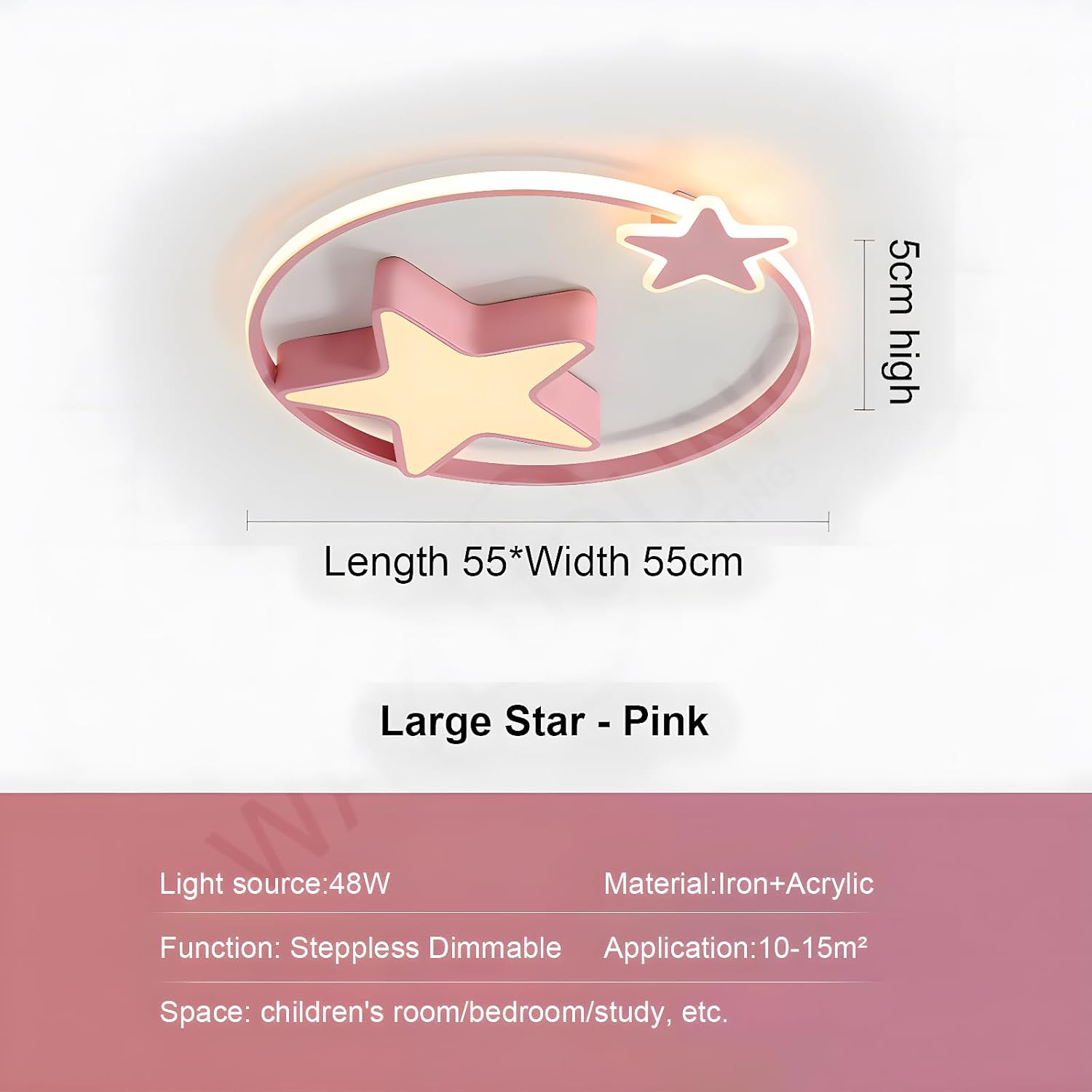 Plafoniera LED Rosa per Bambini Ø55cm 48W - immagine 4