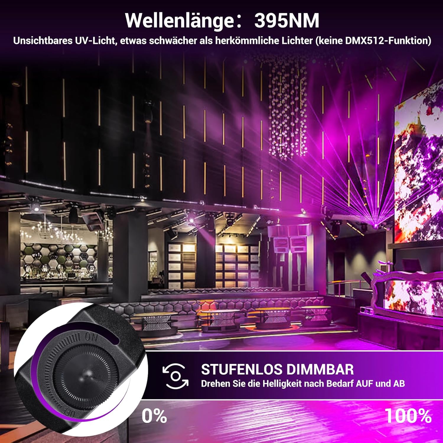 Oteedo Faretto LED UV 200W con Spina Dimmerabile (2 pz) - immagine 2