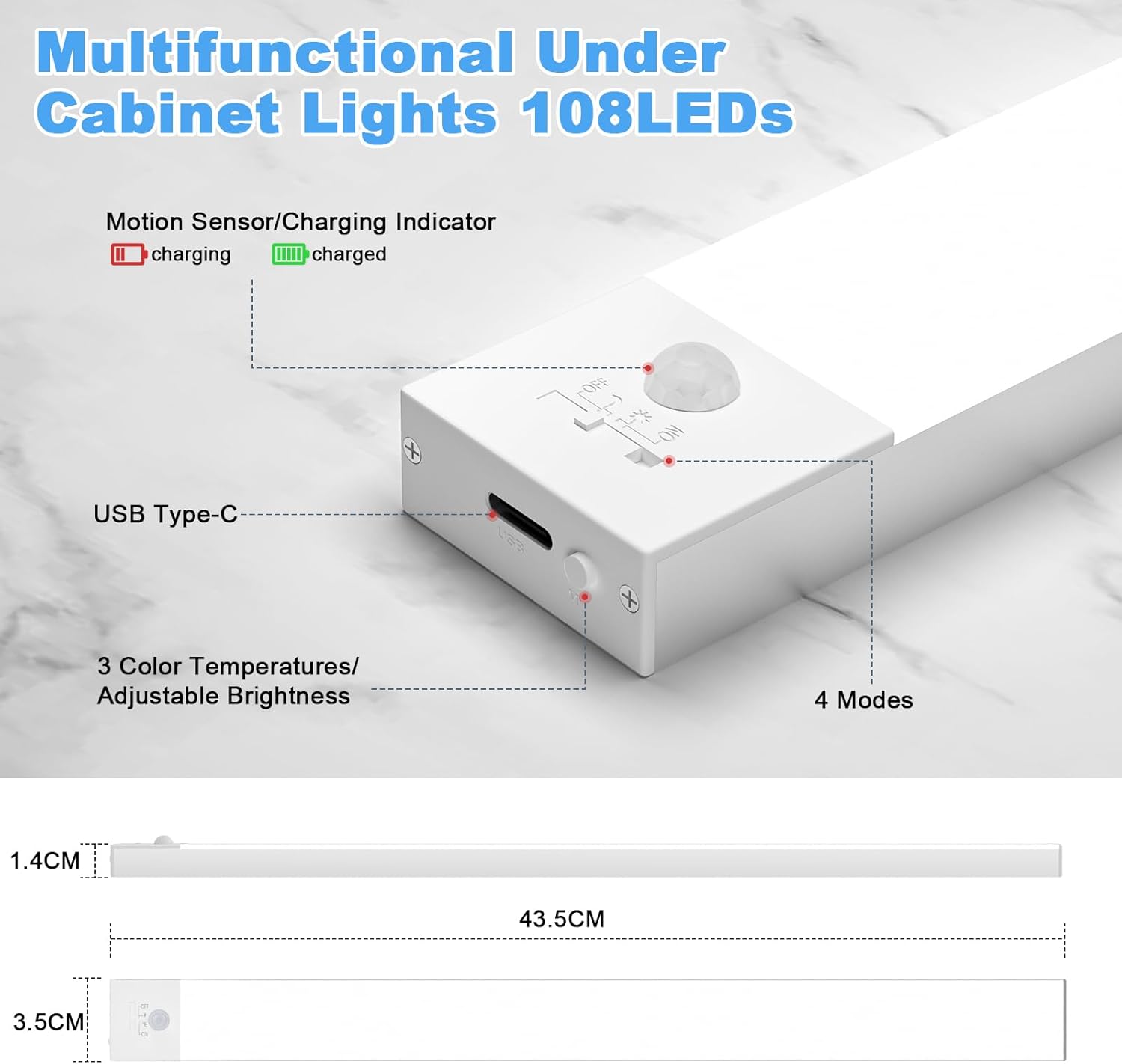 Ouila Luce Led Sottopensile Cucina 2PCS 43CM - immagine 6