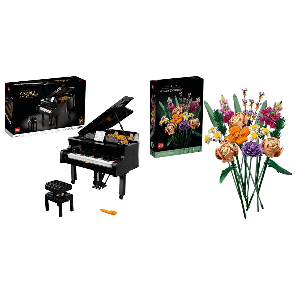 LEGO Ideas Pianoforte a Coda, Set per Adulti & Creator Expert Bouquet di Fiori, Set Collezione Botanica e Idea Regalo per Adulti, Modello da Esposizione