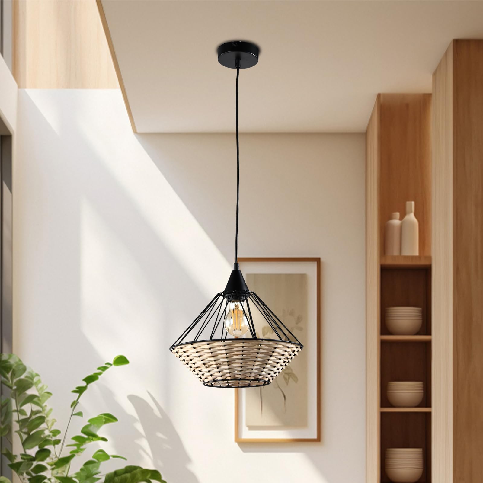 Lqwell® E27 Lampada a Sospensione Nera Retrò