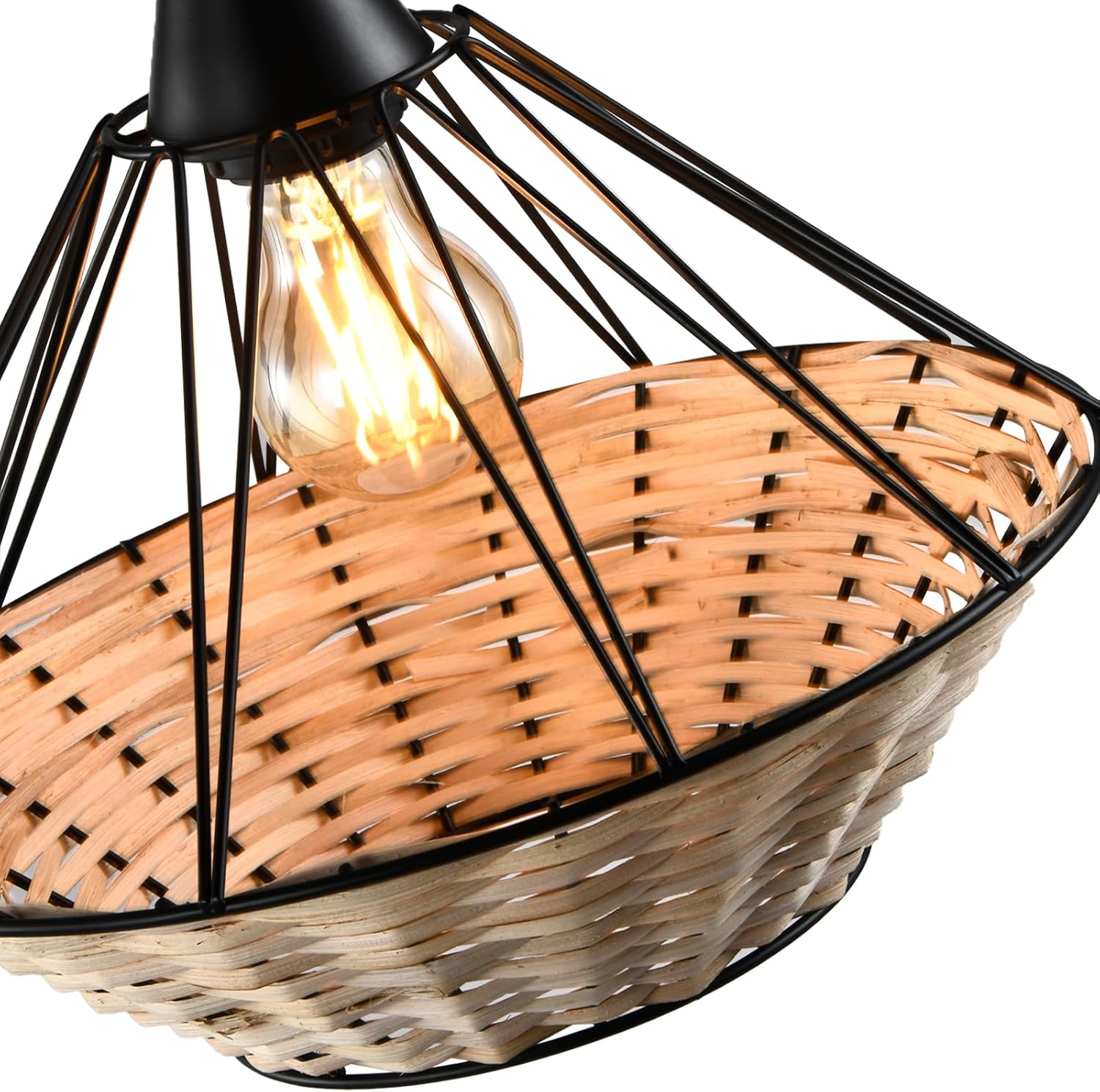 Lqwell® E27 Lampada a Sospensione Nera Retrò - immagine 3