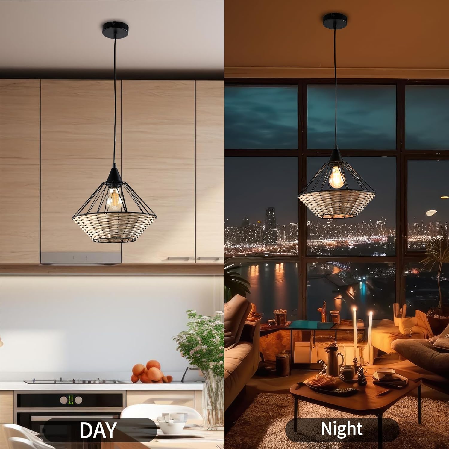 Lqwell® E27 Lampada a Sospensione Nera Retrò - immagine 5