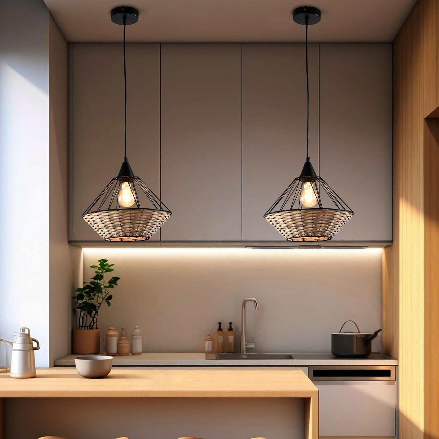 Lqwell® E27 Lampada a Sospensione Nera Retrò - immagine 6