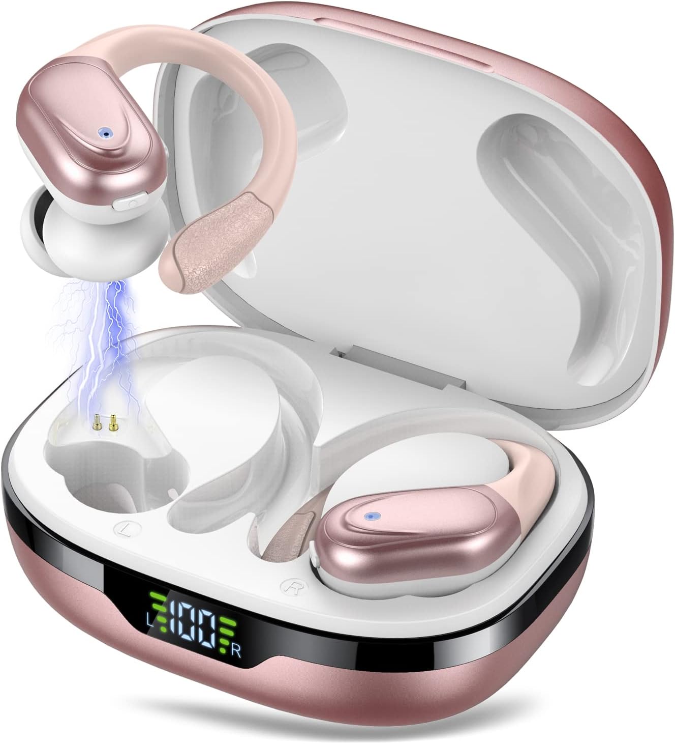 Cascho Cuffie Bluetooth 5.3 con Gancio, Rosa - immagine 1