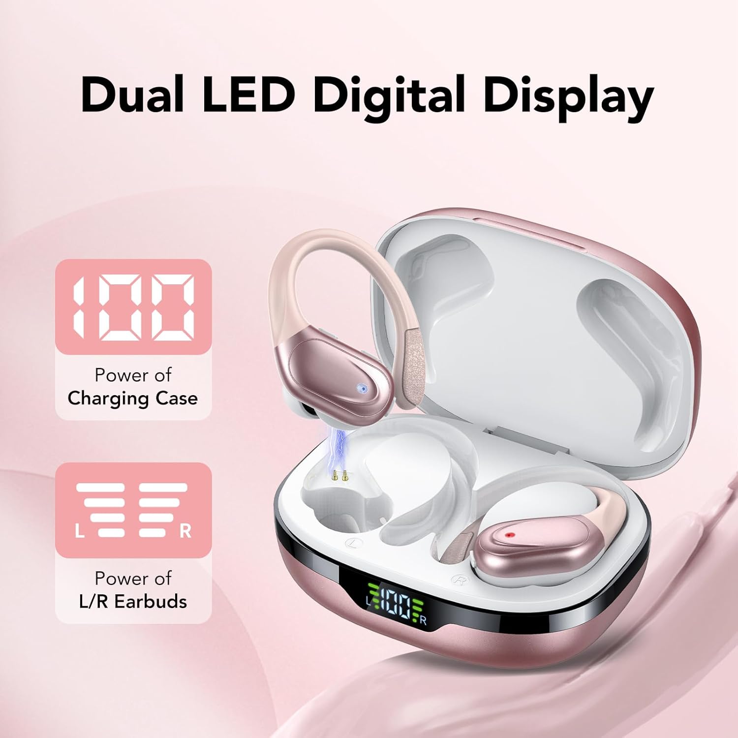 Cascho Cuffie Bluetooth 5.3 con Gancio, Rosa - immagine 2