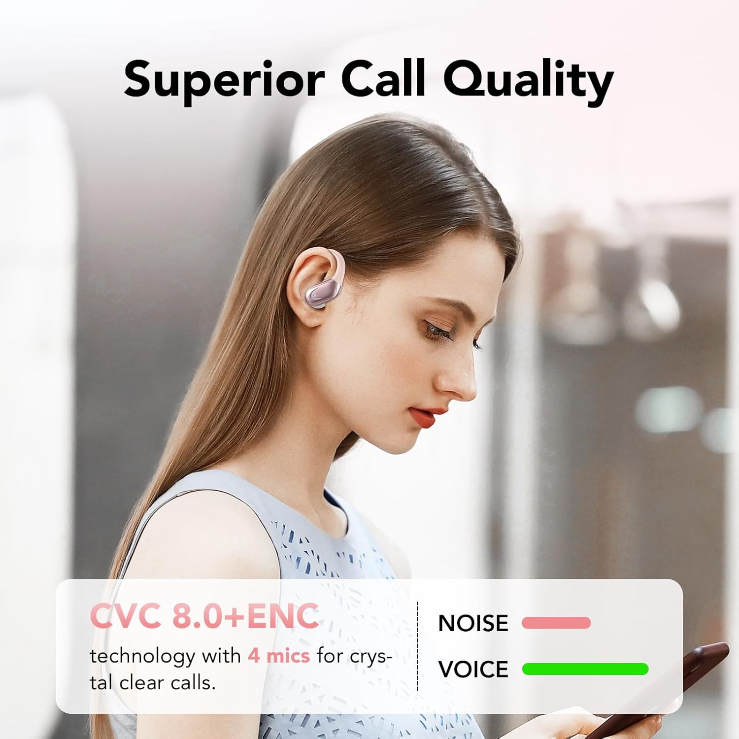 Cascho Cuffie Bluetooth 5.3 con Gancio, Rosa - immagine 5