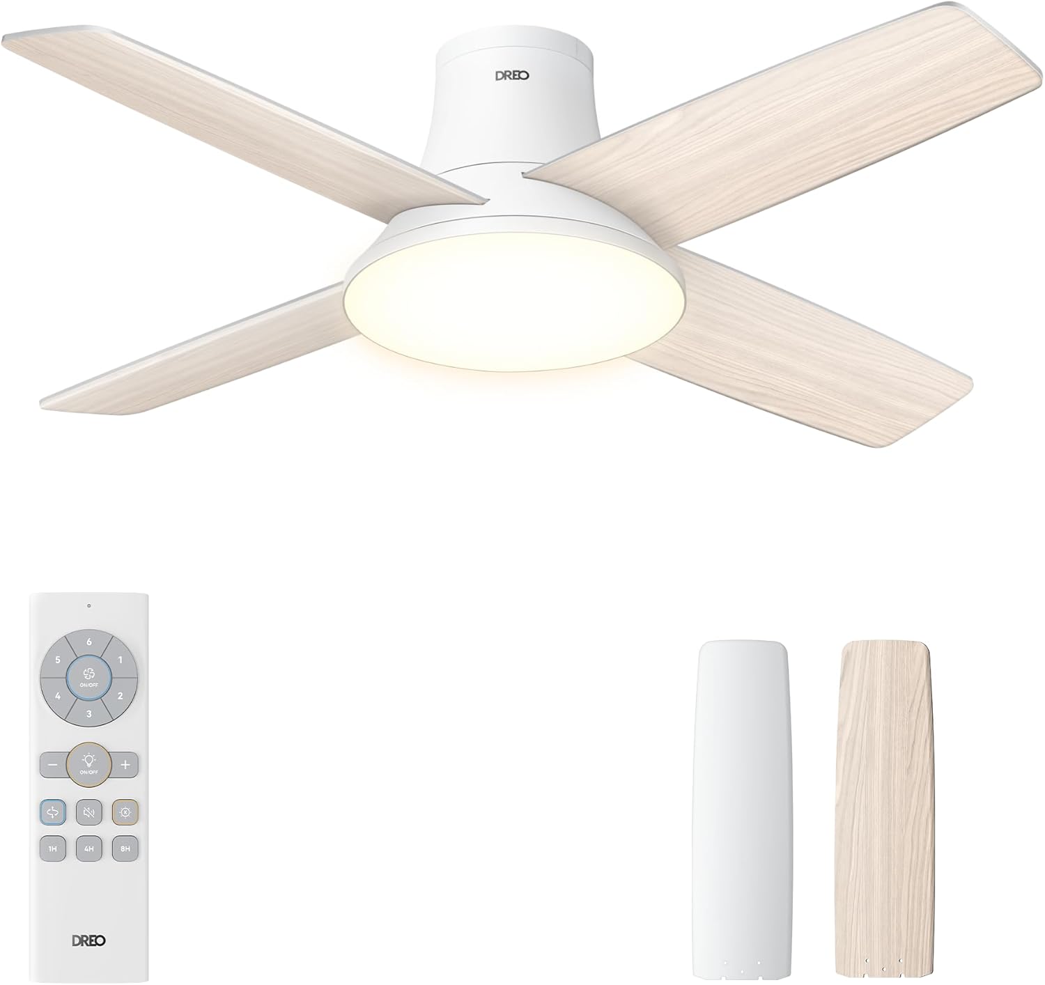Dreo Ventilatore a Soffitto Silenzioso con Luce LED 112cm