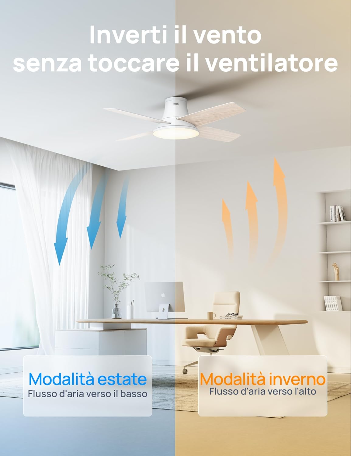Dreo Ventilatore a Soffitto Silenzioso con Luce LED 112cm - immagine 8