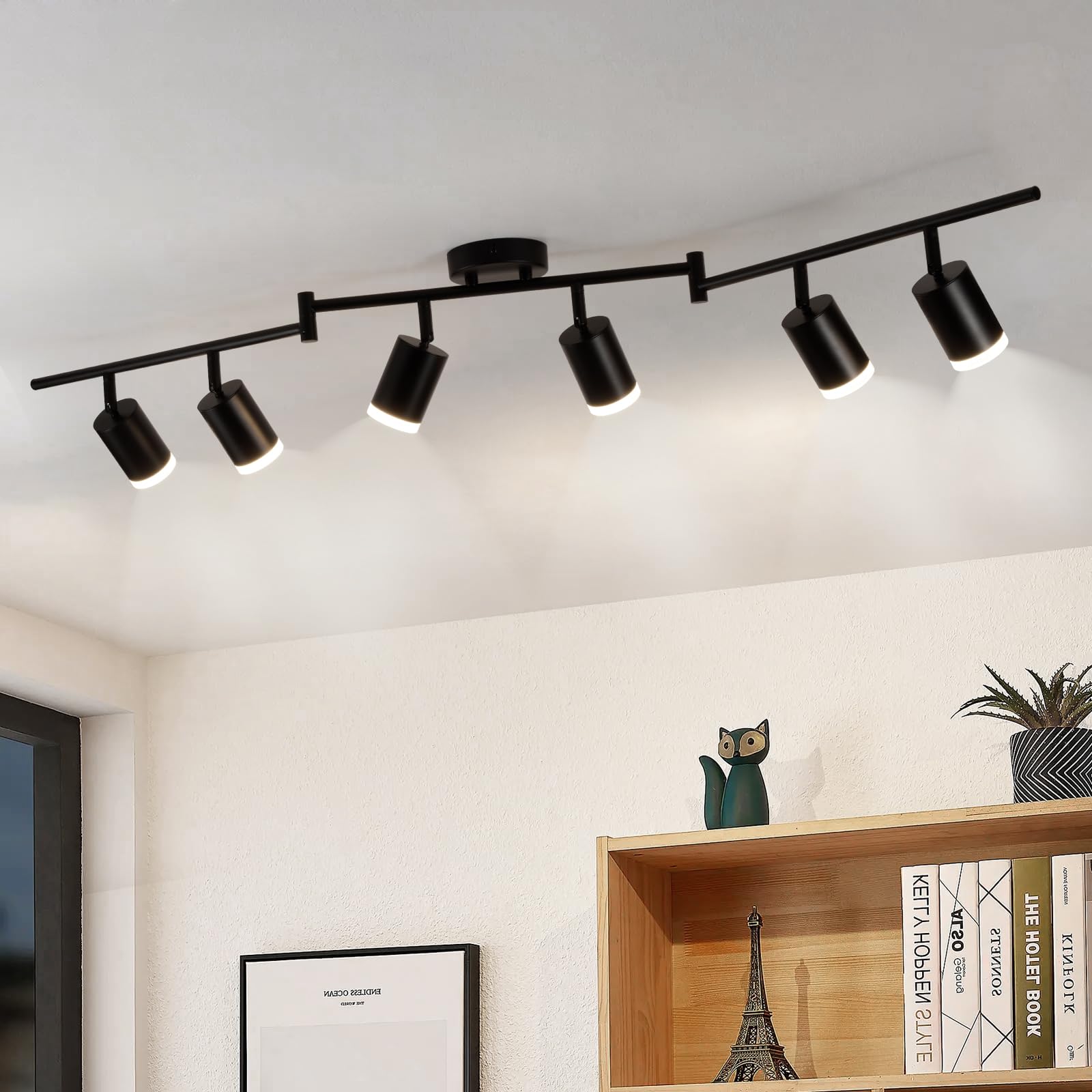 Gr4tec Faretti da Soffitto Orientabili 6 Luci, Nero