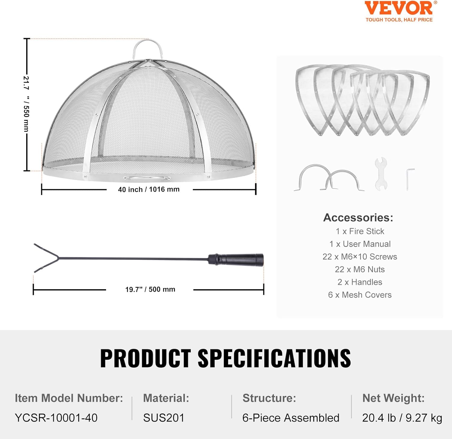 Vevor Parascintille per Braciere Ø 1016 mm - immagine 7