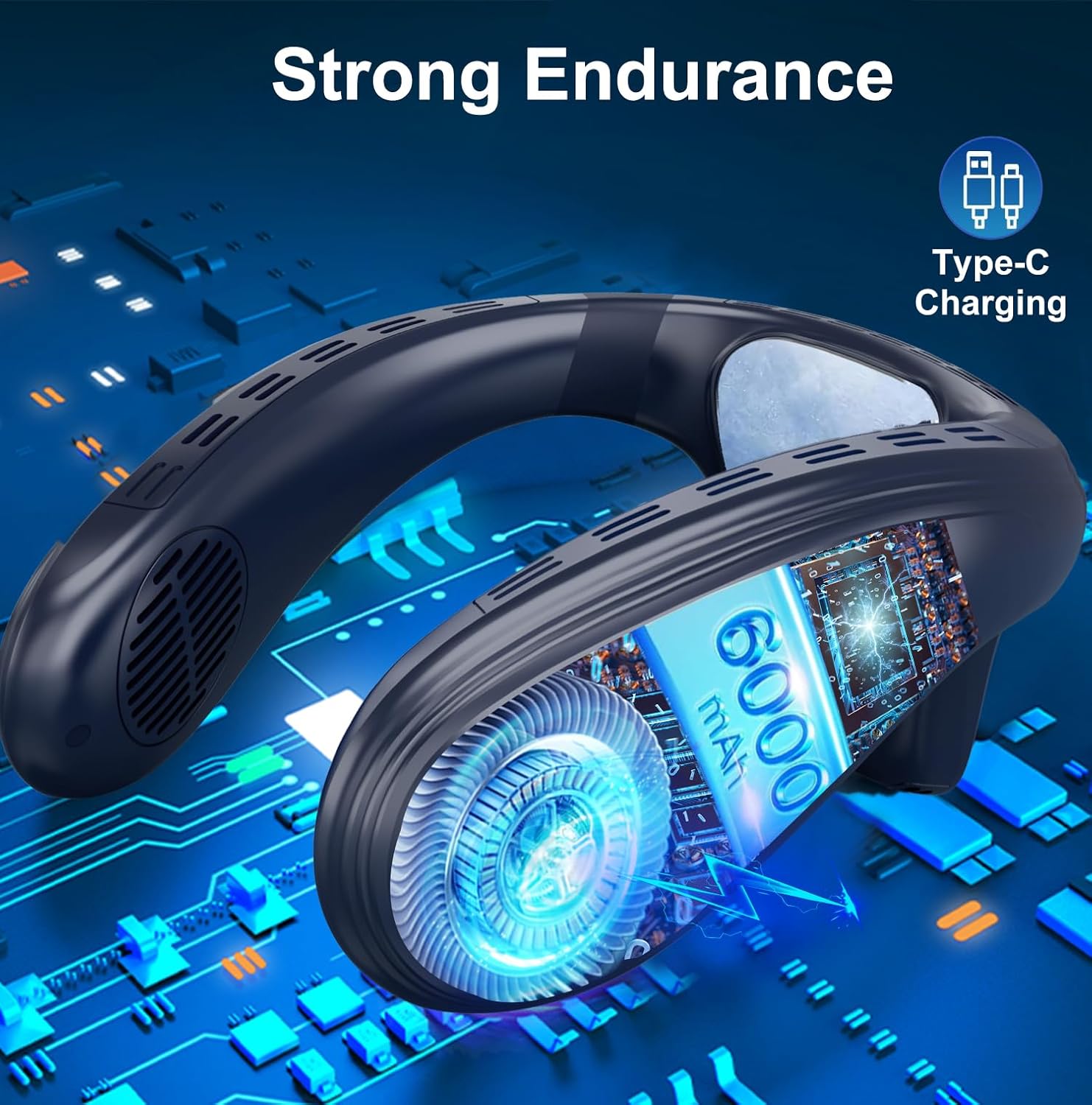 Mini Ventilatore da Collo Portatile 6000mAh - immagine 5