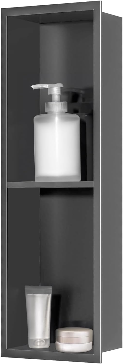 Sunrik Nicchia Doccia Incasso in Acciaio Inox 60x20x10cm, Grey