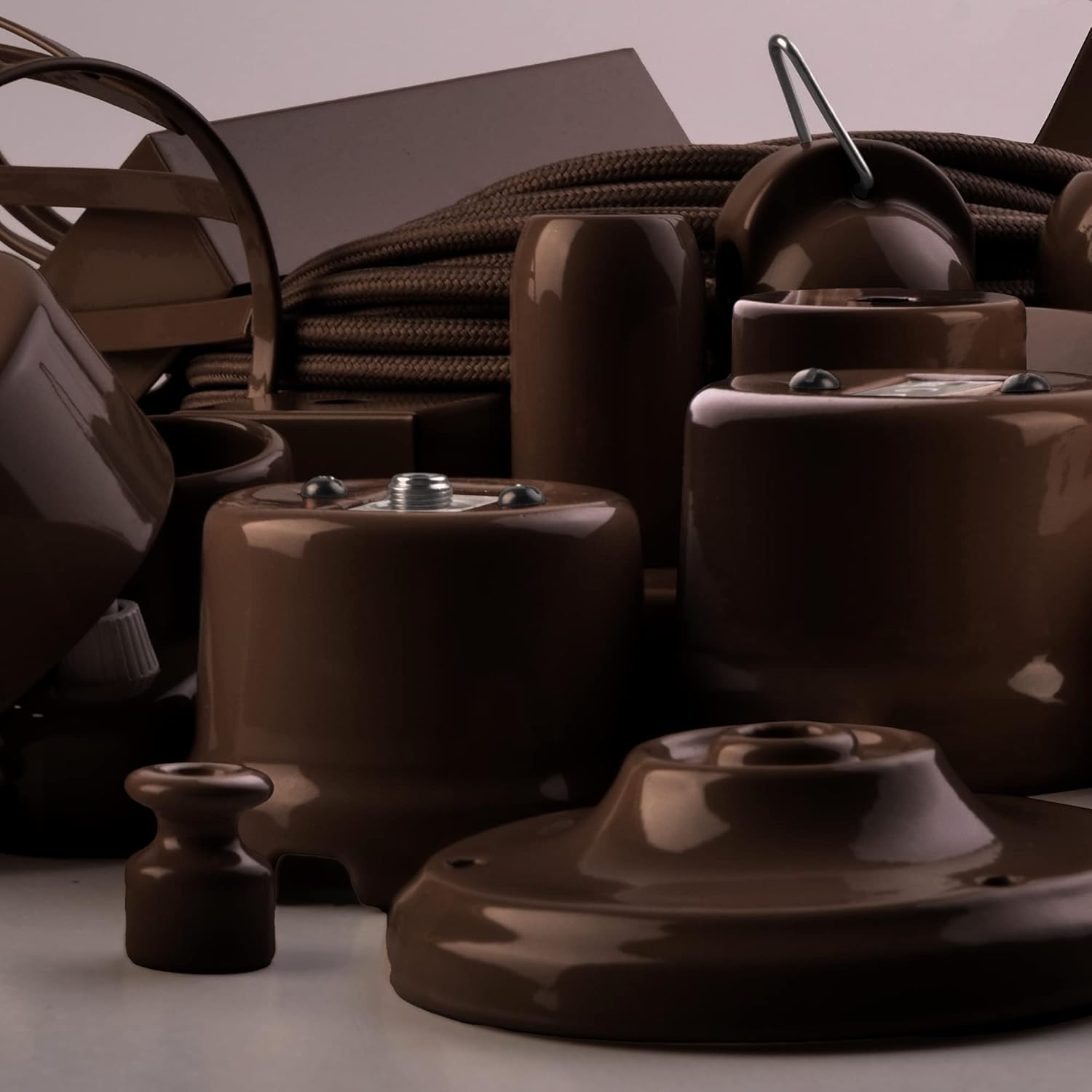 Amarcords - Fermacavo Vintage in Porcellana, Marrone - immagine 4