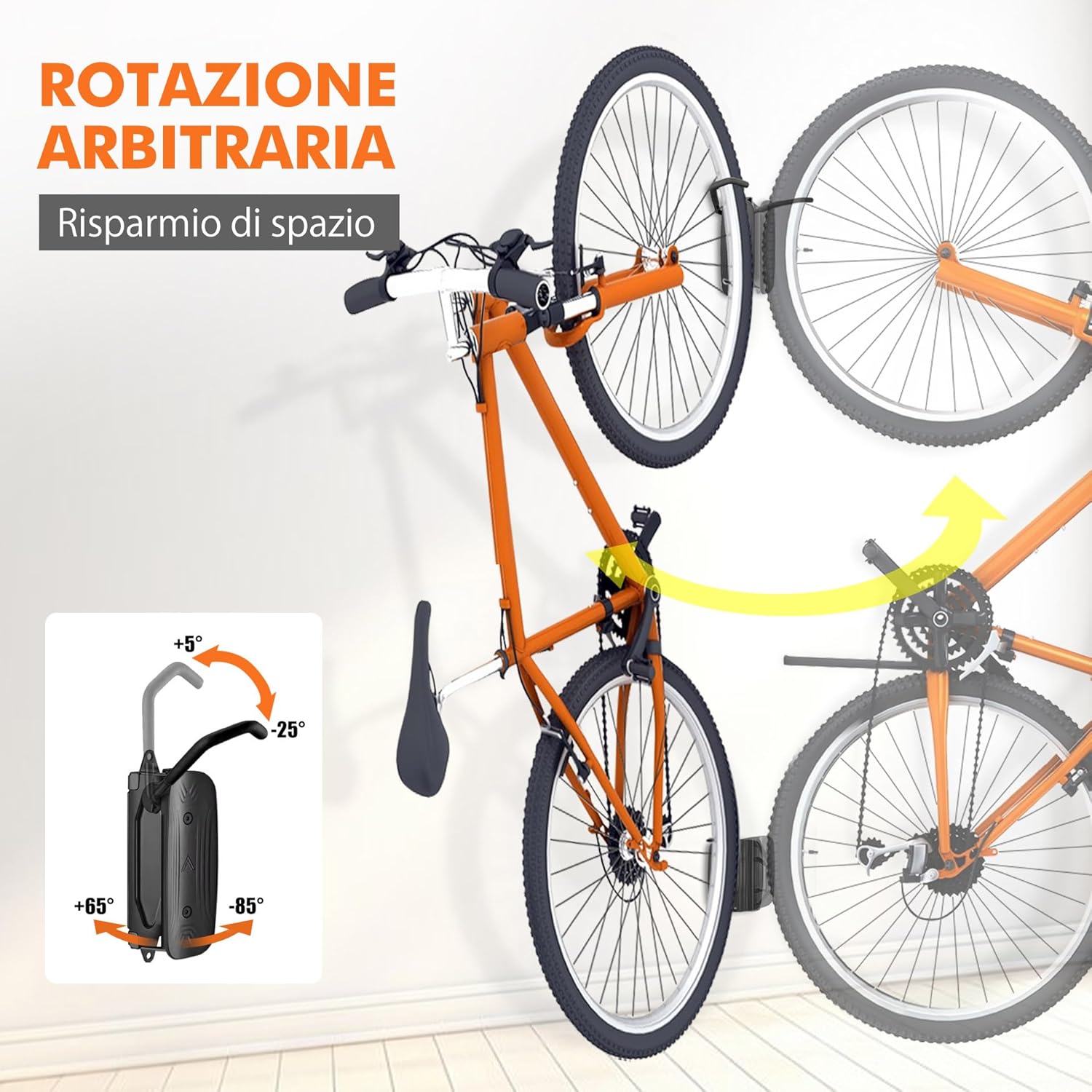 Mimoke Supporto da Parete Girevole per Bicicletta (3 pz) - immagine 3