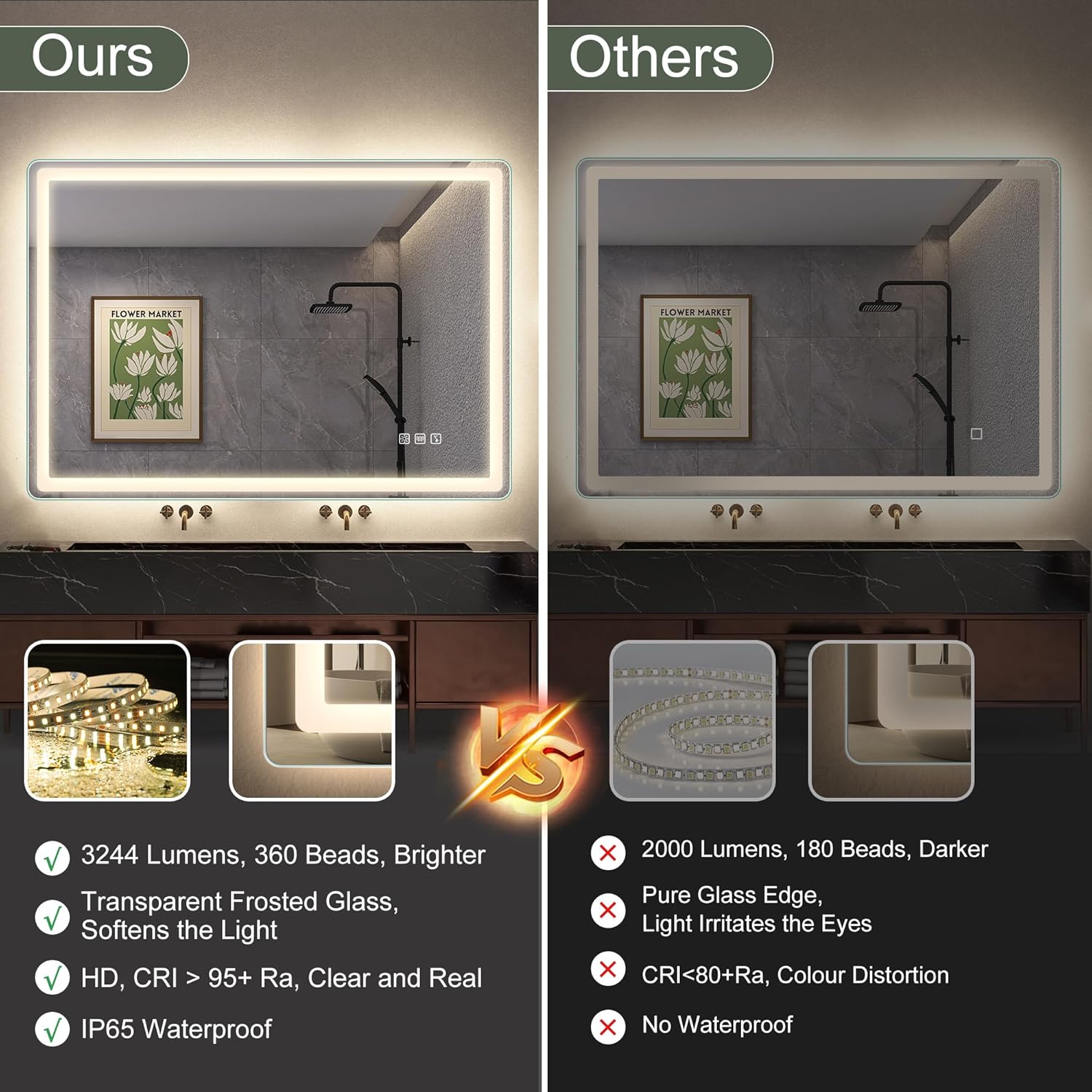 S'bagno Specchio Bagno LED 100x70cm con Bluetooth - immagine 4