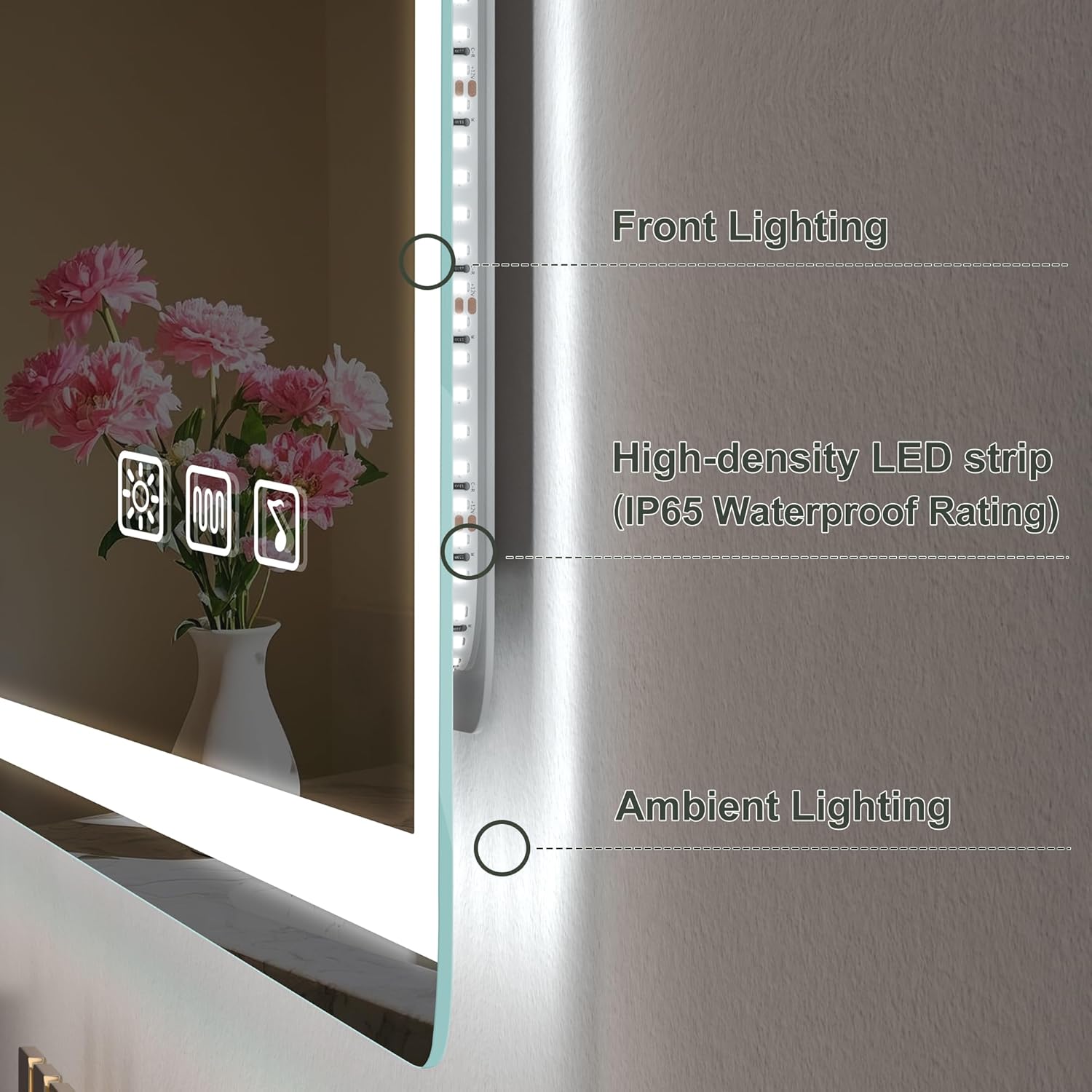 S'bagno Specchio Bagno LED 100x70cm con Bluetooth - immagine 8