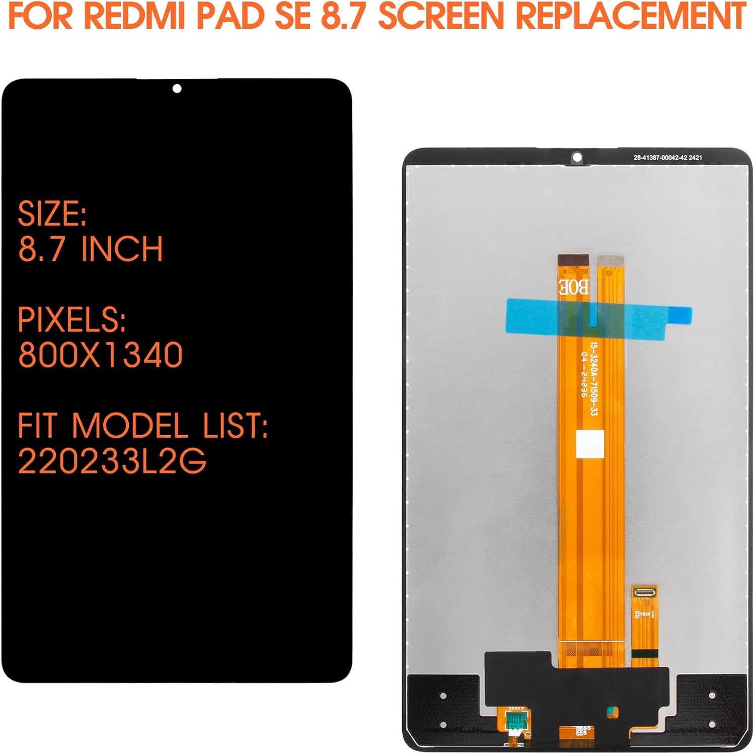 Agcut Display LCD per Redmi Pad SE 8,7 Pollici, Nero - immagine 2