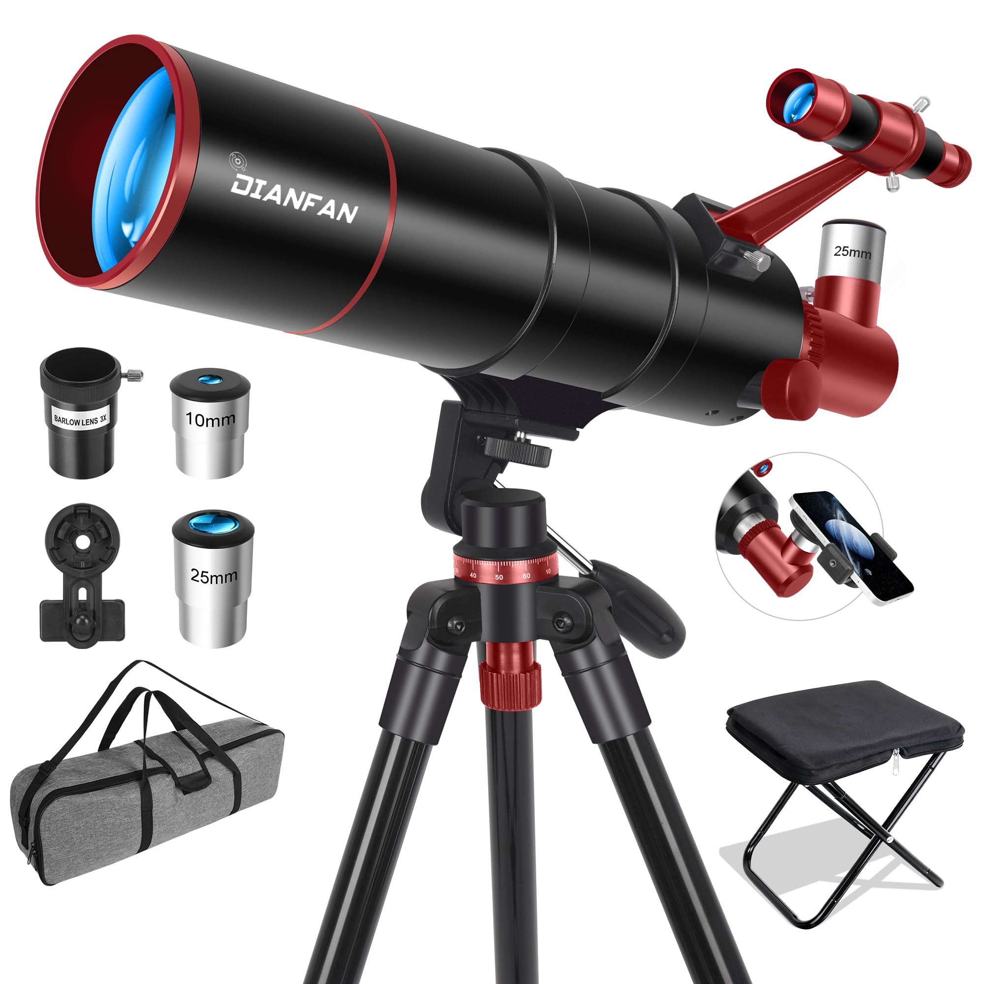 Dianfan Telescopio Astronomico 90/550 con Treppiede