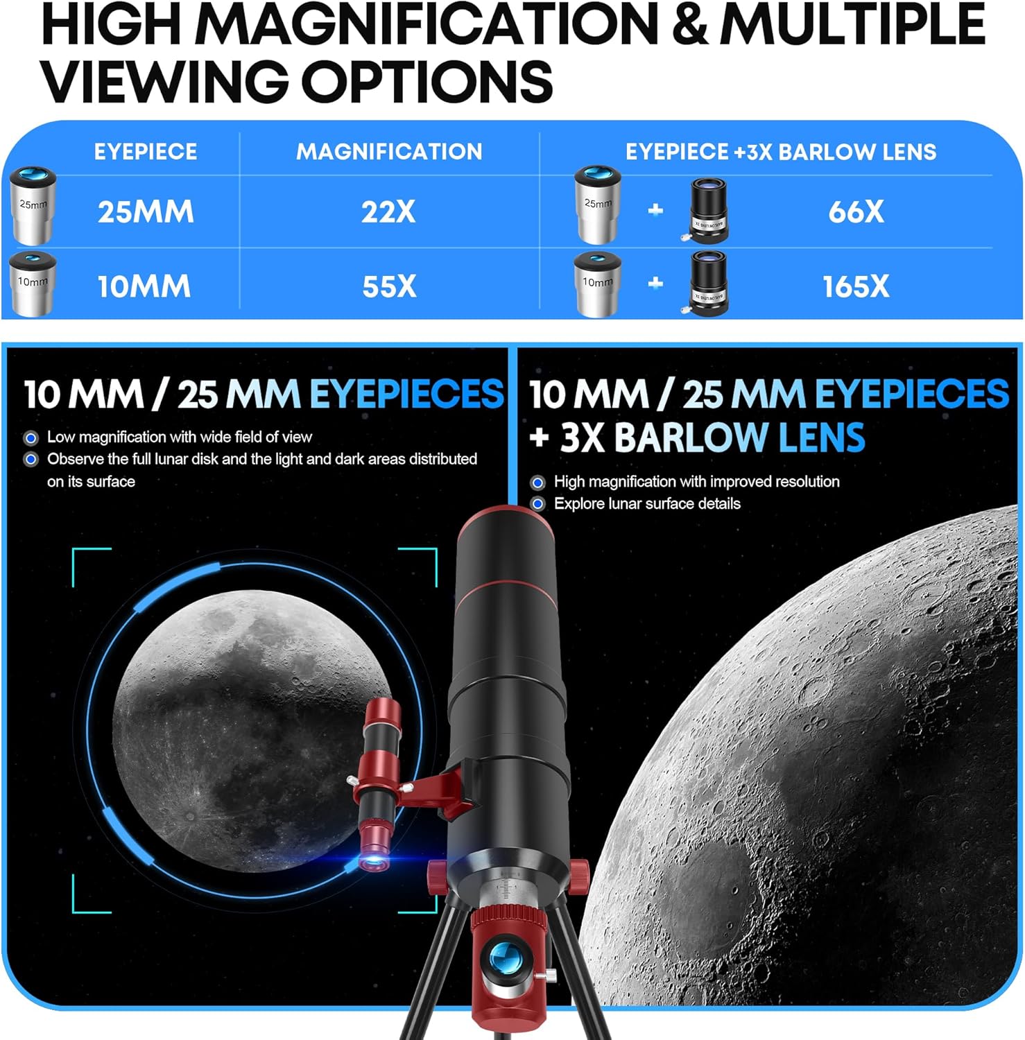 Dianfan Telescopio Astronomico 90/550 con Treppiede - immagine 3