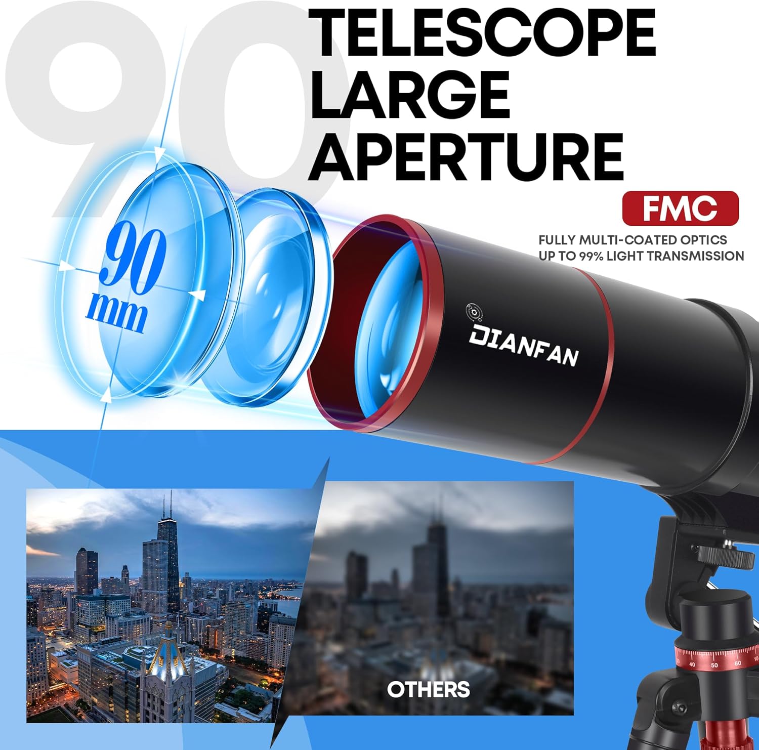 Dianfan Telescopio Astronomico 90/550 con Treppiede - immagine 4