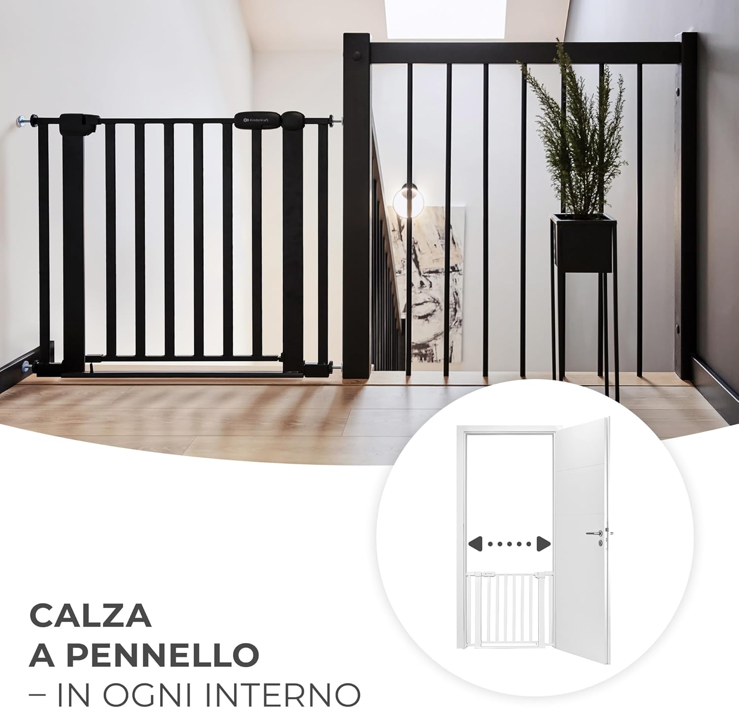 Kinderkraft LOCK&GO - Cancelletto di Sicurezza 75-103 cm, Bianco - immagine 3