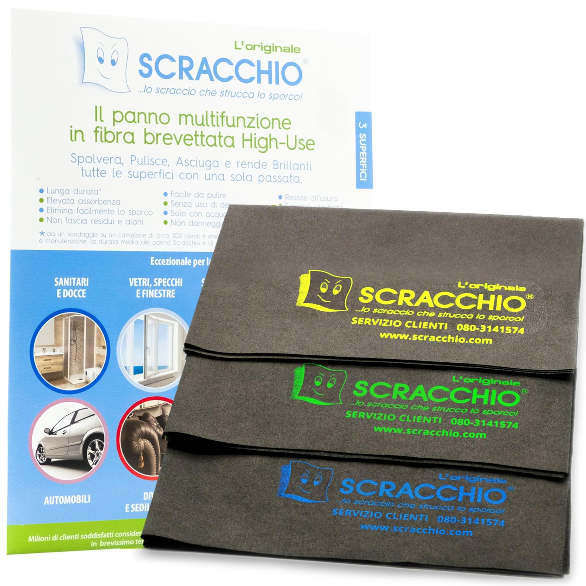 Scracchio Originale - Panno Microfibra per Pulizia (3pz)