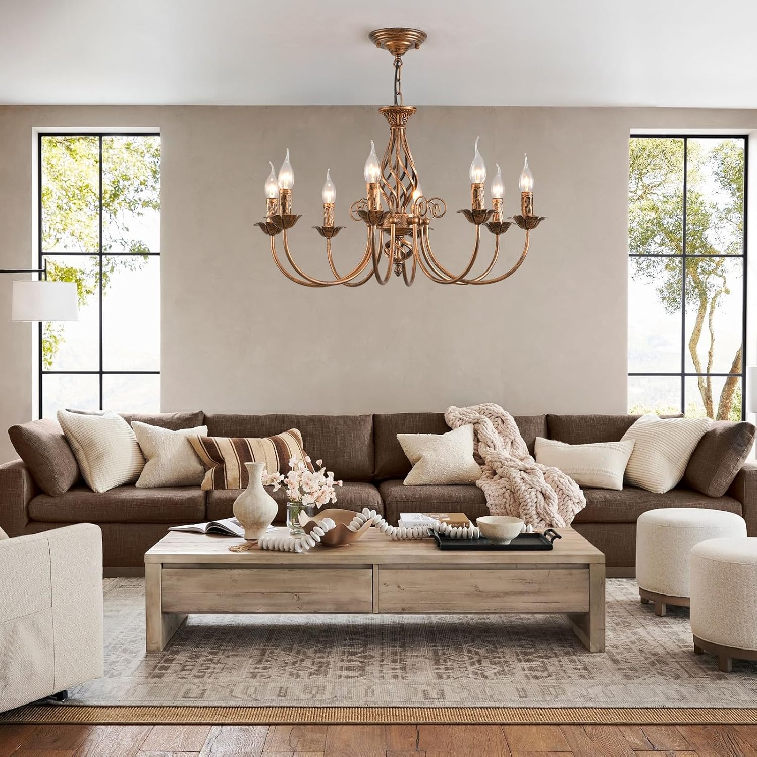 JIINOO Lampadario Paese Francese 8 Luci, Bronzo - immagine 6