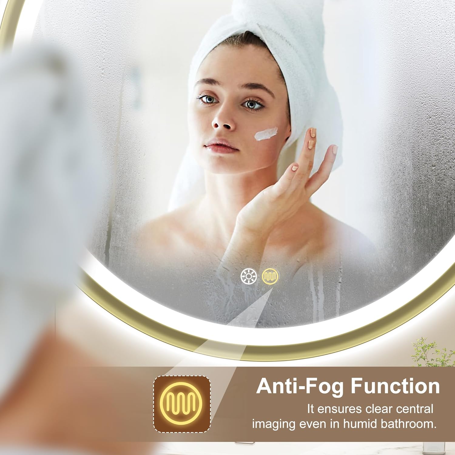 S'bagno Specchio Bagno con Luce Rotondo 60 cm, Dorato - immagine 3