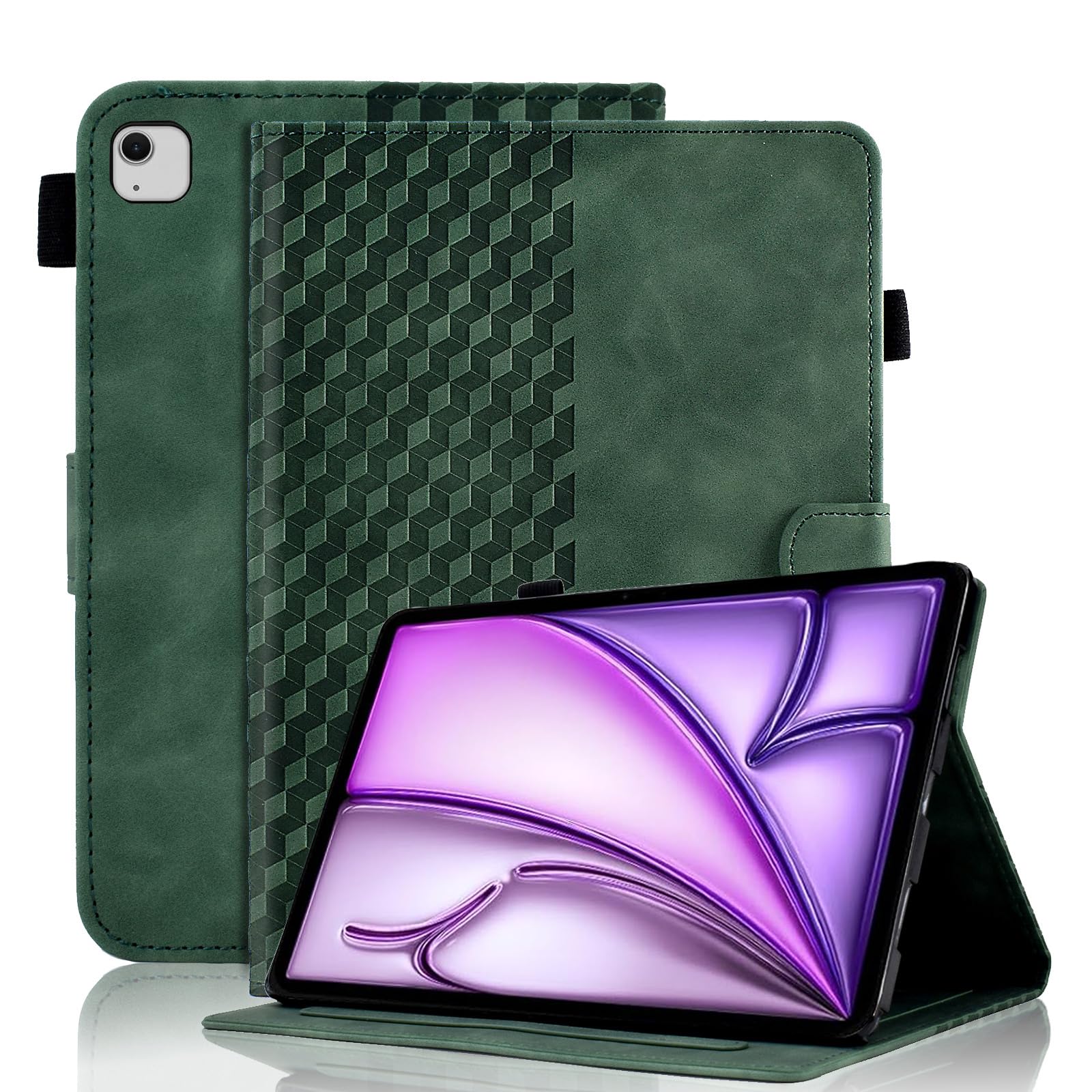 Custodia per iPad Air 13 Pollici M3/M2 (2025/2024) in Pelle PU Premium, con Supporto per Visualizzazione Multi Angolo e Funzione Sleep/Wake Automatica, con Scomparti per Carte, per iPad Air 13