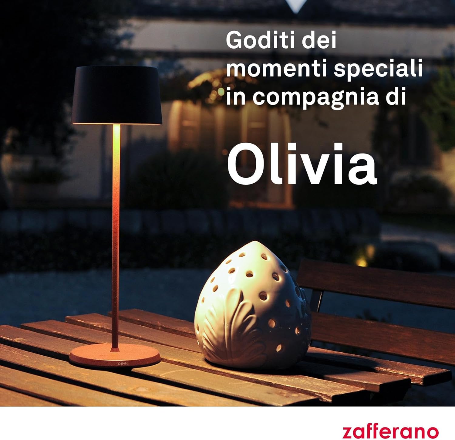 Zafferano Olivia Pro - Lampada da Tavolo Ricaricabile, Corten - immagine 7
