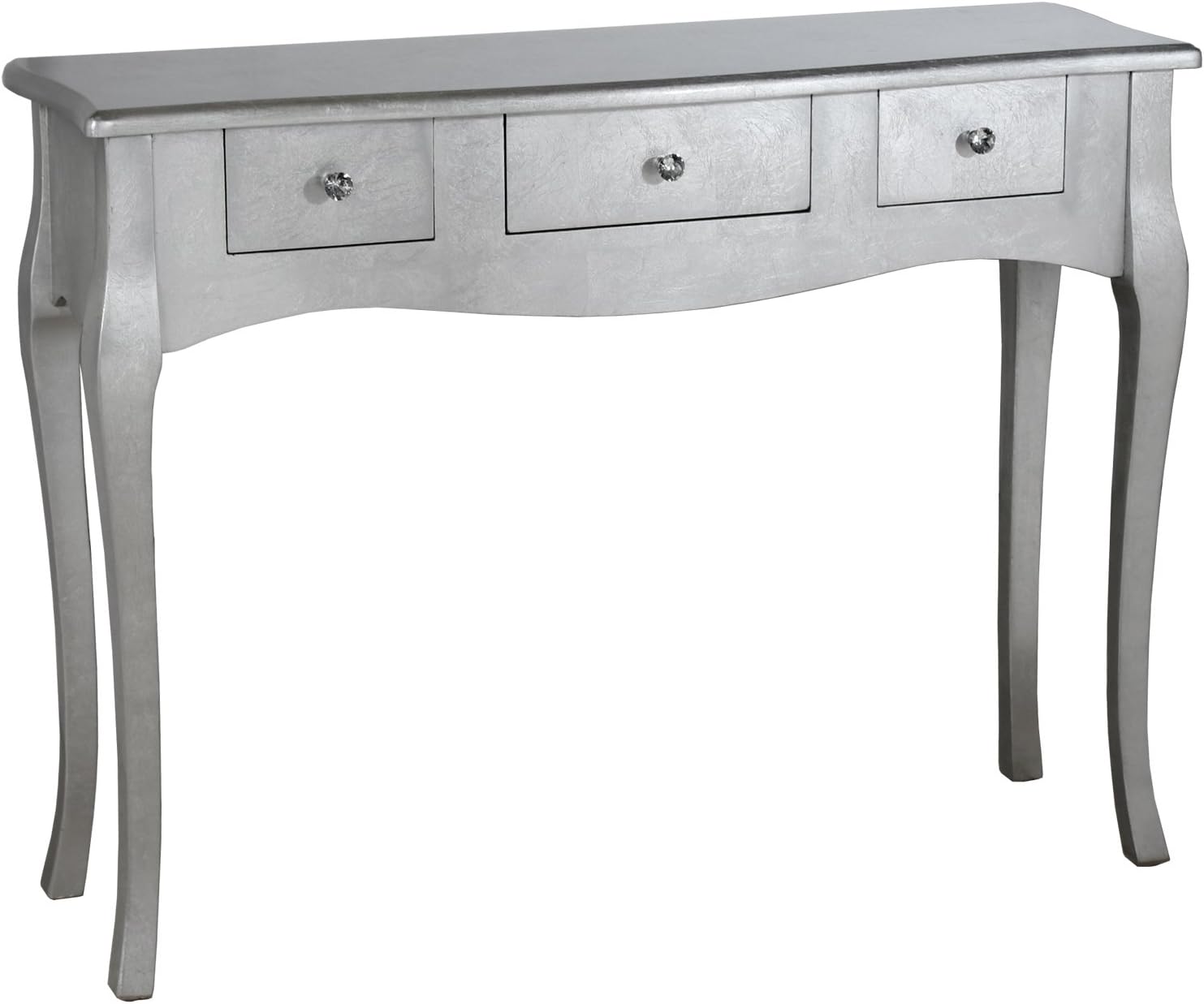 Drw Tavolino da Ingresso 3 Cassetti in Legno, Argento