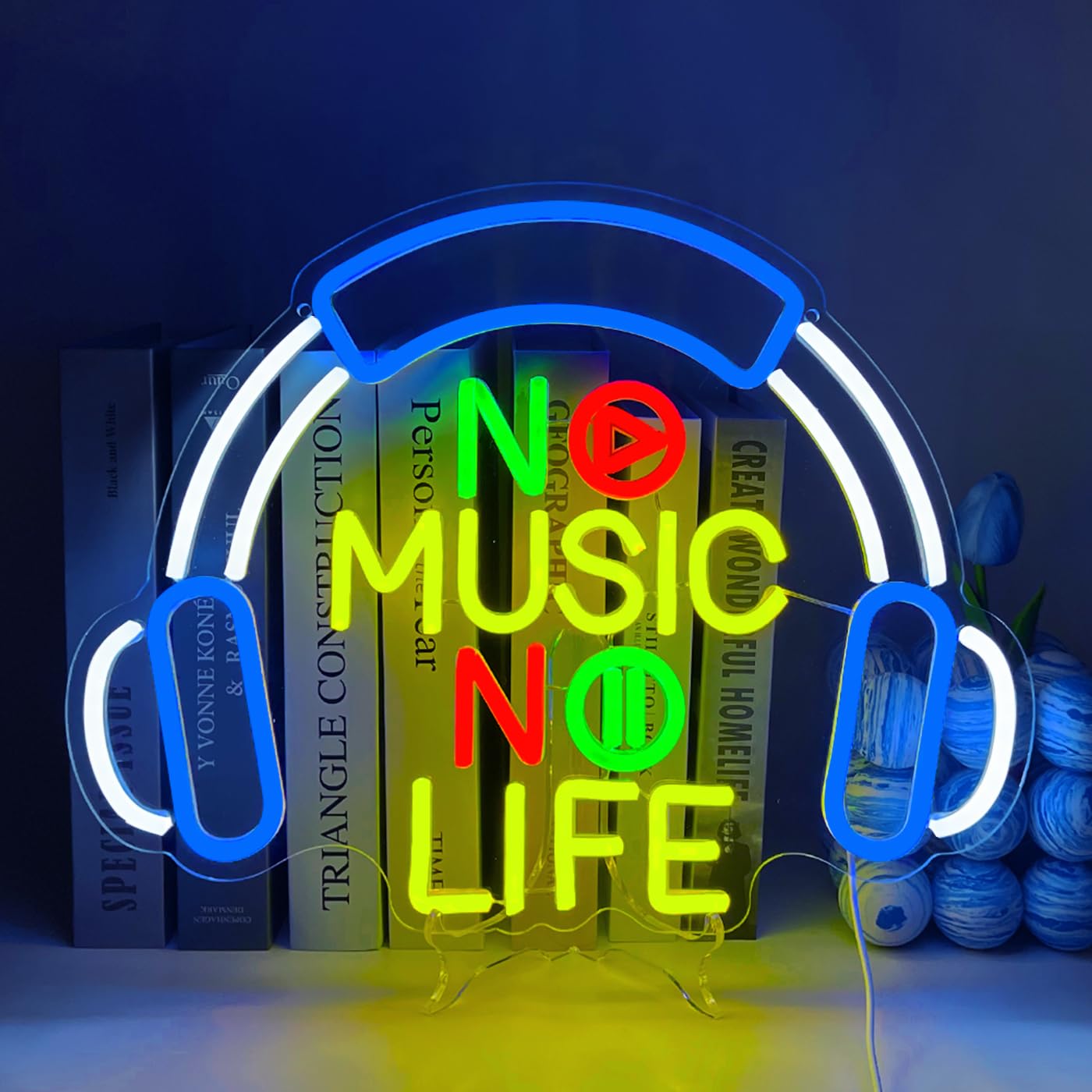 Uexnkj-y Luce al Neon Auricolare "No Music No Life"