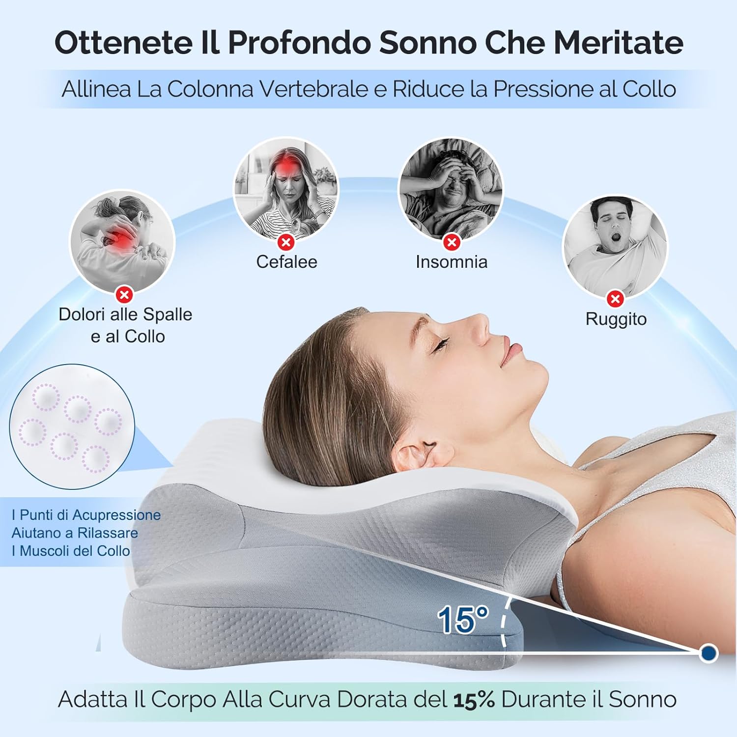 Cuscino Cervicale Ergonomico Memory Foam - immagine 3