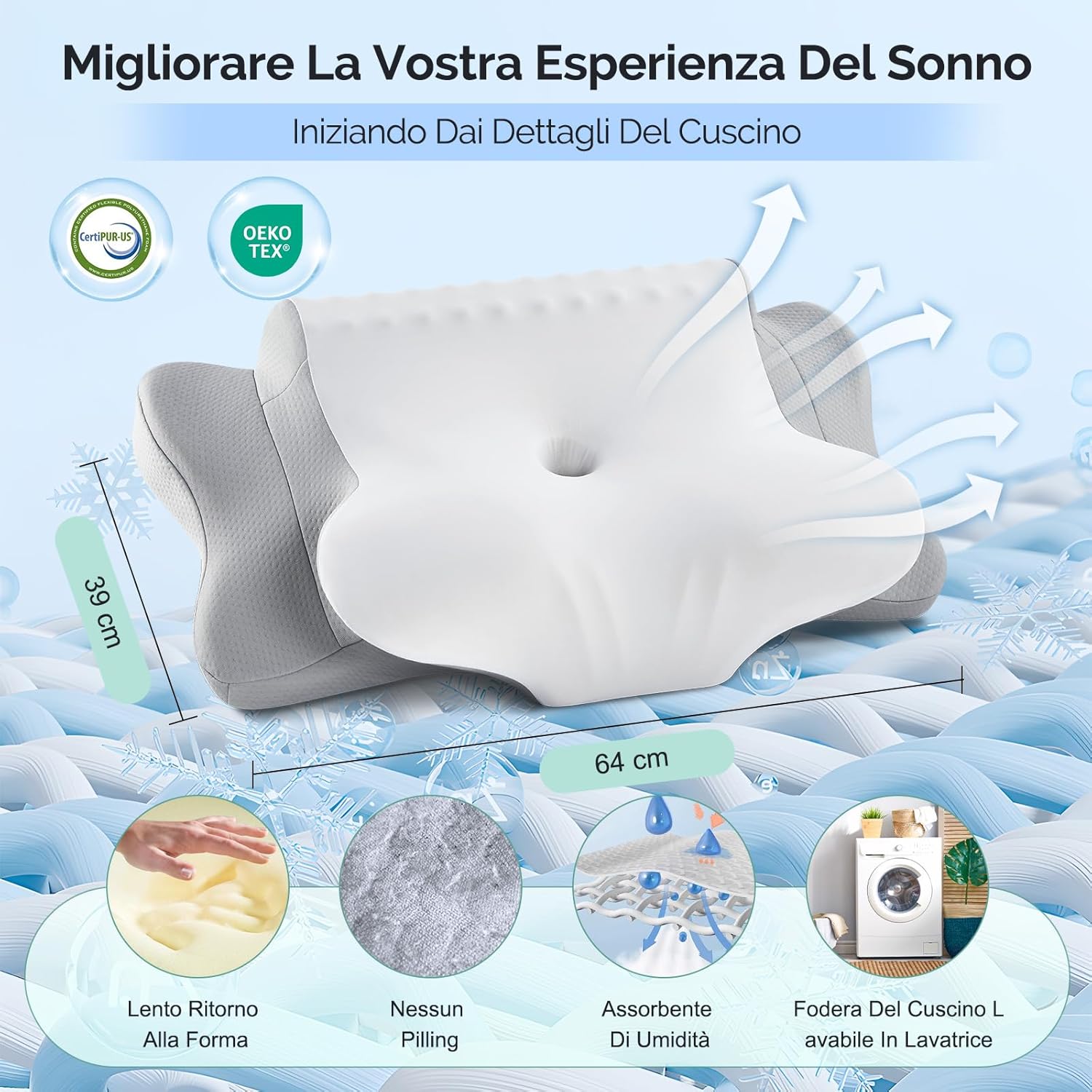 Cuscino Cervicale Ergonomico Memory Foam - immagine 5