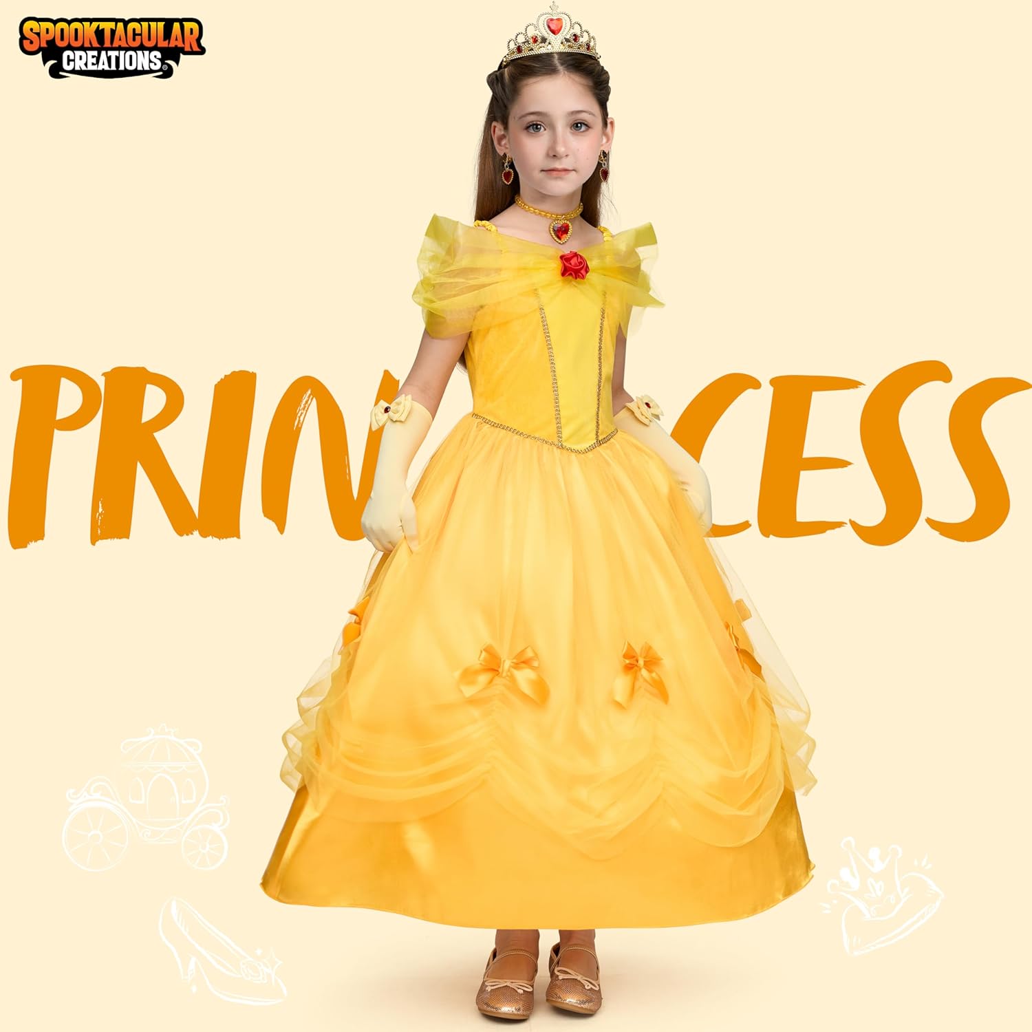 Spooktacular Creations Vestito Principessa Giallo 7 PCS - immagine 2