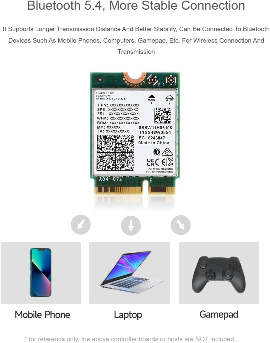 Waveshare WiFi 7 Wireless BE200 NIC Card NGFF (M.2 E Key) Network ...