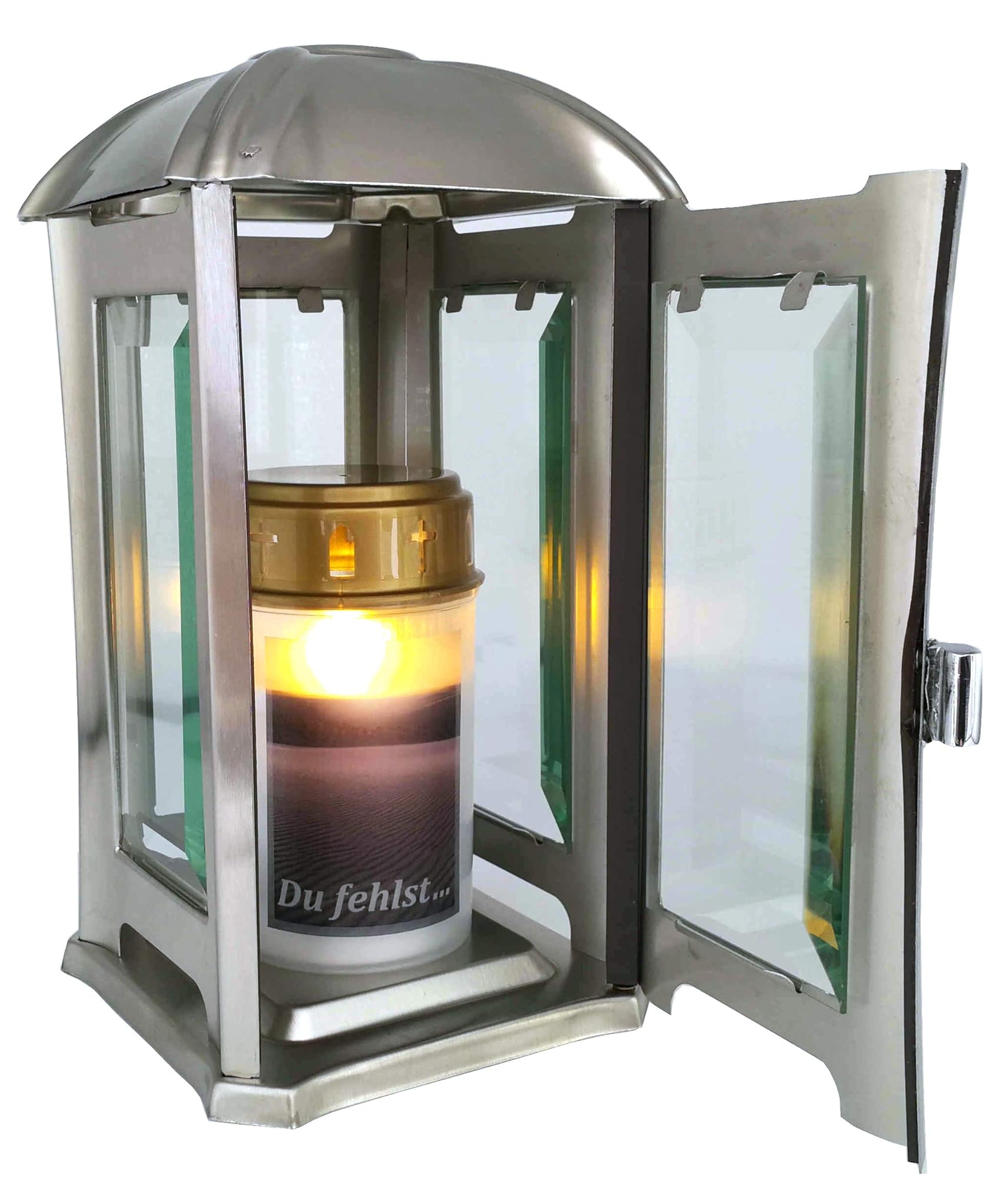 Lanterna Funeraria Inox con Luce LED 24cm