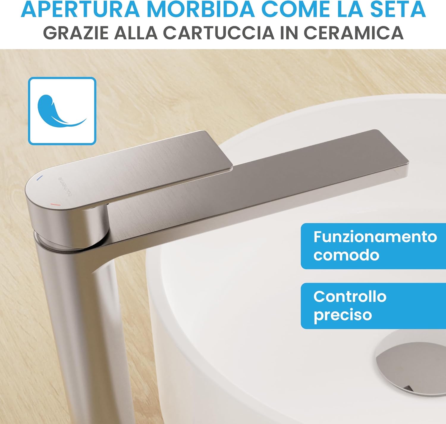 Rubinetto da bagno Edessa nero opaco alto - immagine 4