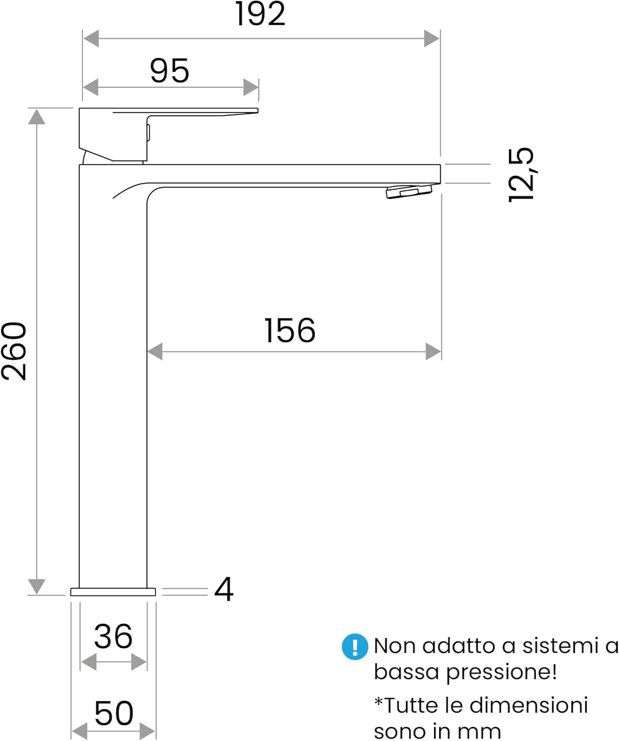 Rubinetto da bagno Edessa nero opaco alto - immagine 6