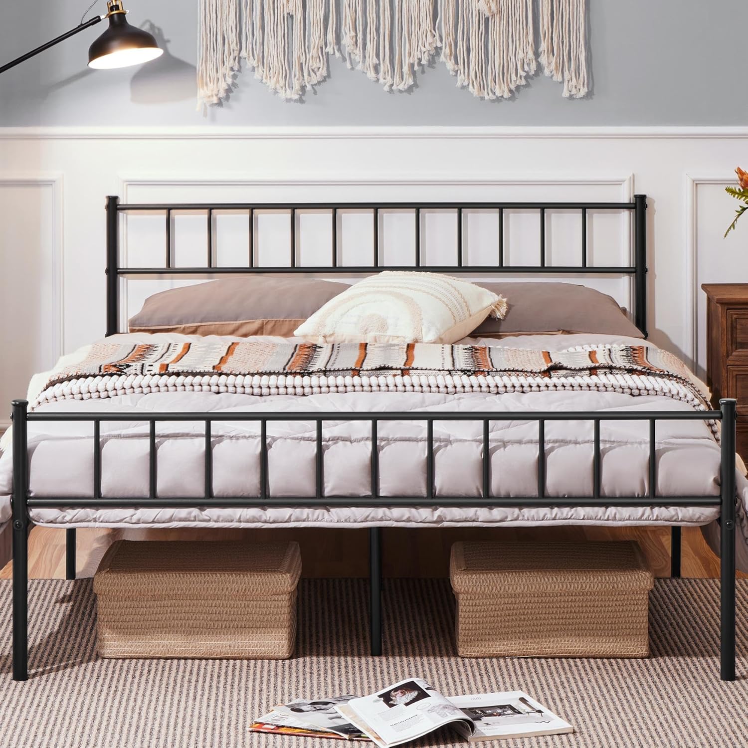 Yaheetech Struttura Letto Matrimoniale 160x200cm, Nero - immagine 1